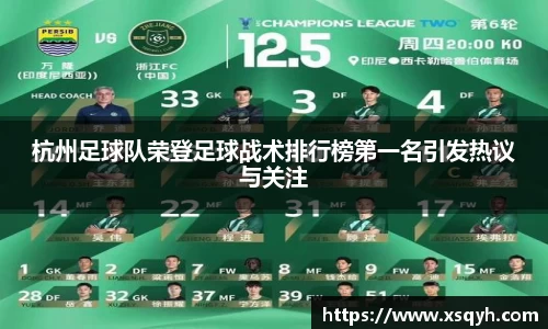 杭州足球队荣登足球战术排行榜第一名引发热议与关注